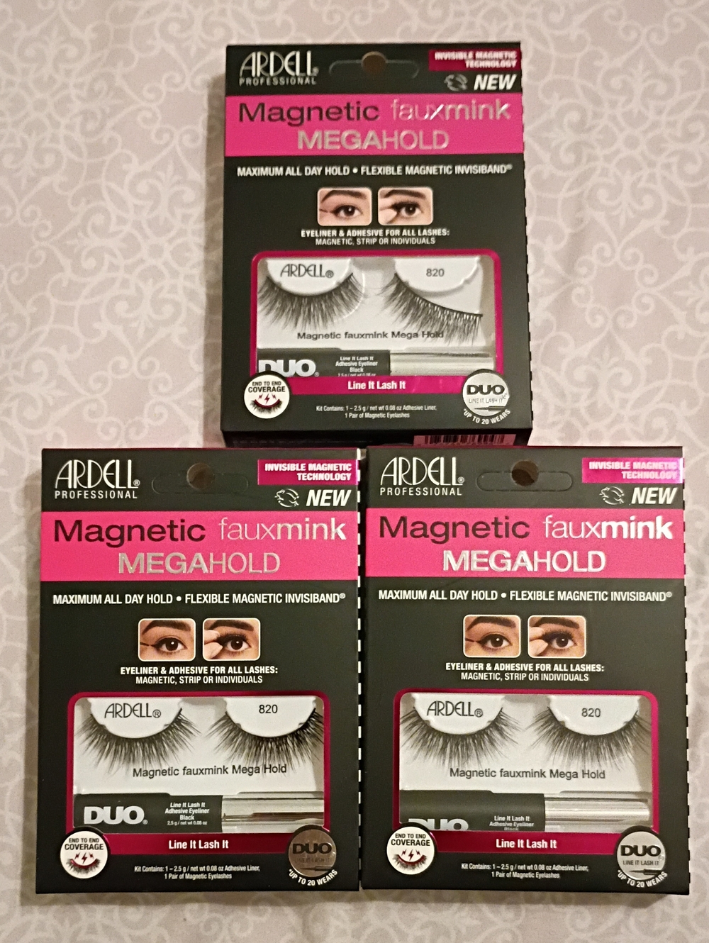 Ardell Magnetic Faux Mink Lashes with Duo Adhesive #820 3pk Bundle